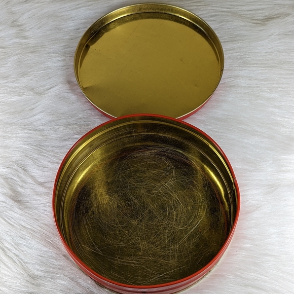 Silhouette Vintage Victorian Lady And Dog Puppy Round Tin Trinket Box Cir 1940s - Picture 6 of 10